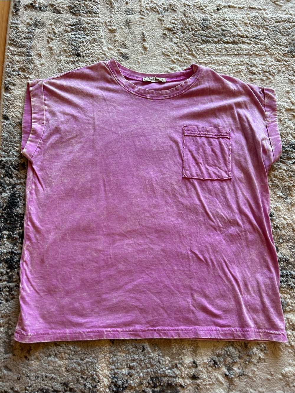 Zenana Outfitters Vintage Lavender-Pink Short Sleeve Pocket Tee